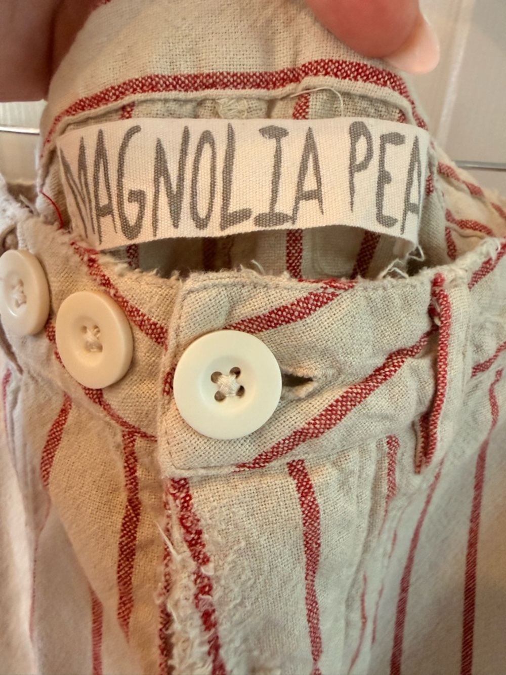 Magnolia Pearl Cream and Red Striped pants